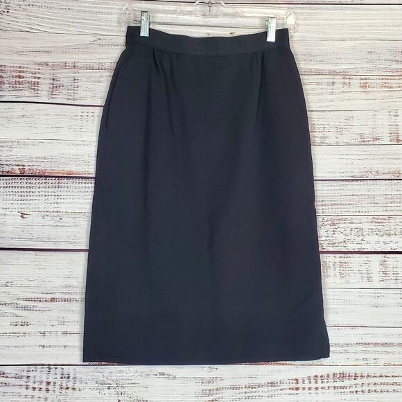 Vintage A.M. Beretta Paris Pencil Skirt Size 4 Black Light Wool Career Office - Picture 1 of 11